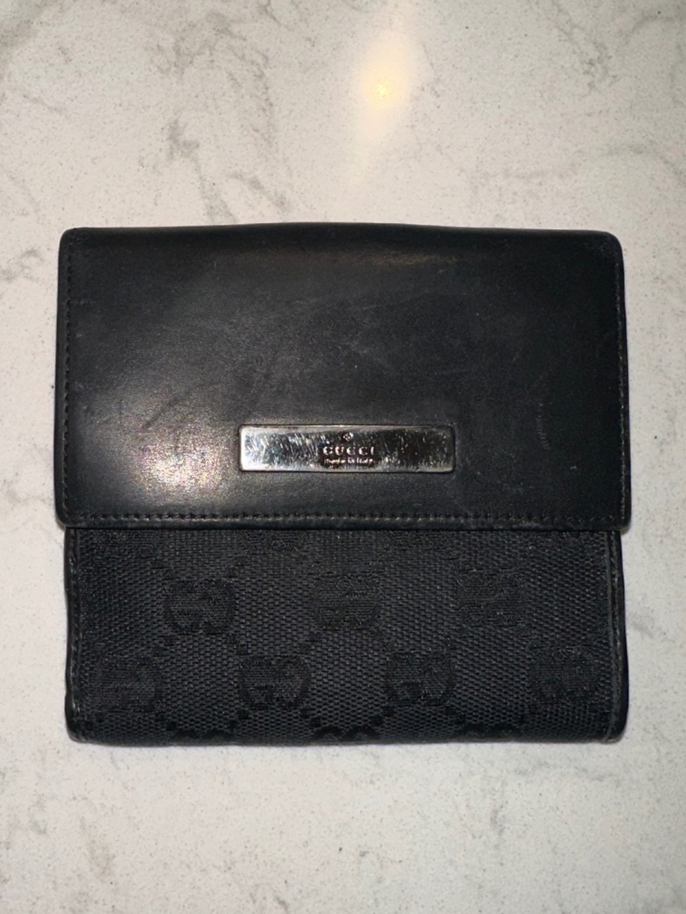 Gucci black trifold wallet